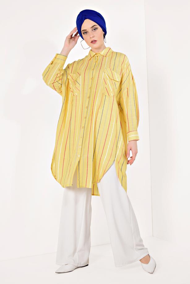 Vêtements hijab  VOLUMINOUS STRIPPED SHIRT 0971 - TRENDTESETTÜR