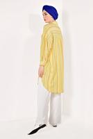 Vêtements hijab JAUNE CHEMISE RAYÉE À VOLUME 0971 