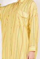 Vêtements hijab JAUNE CHEMISE RAYÉE À VOLUME 0971 