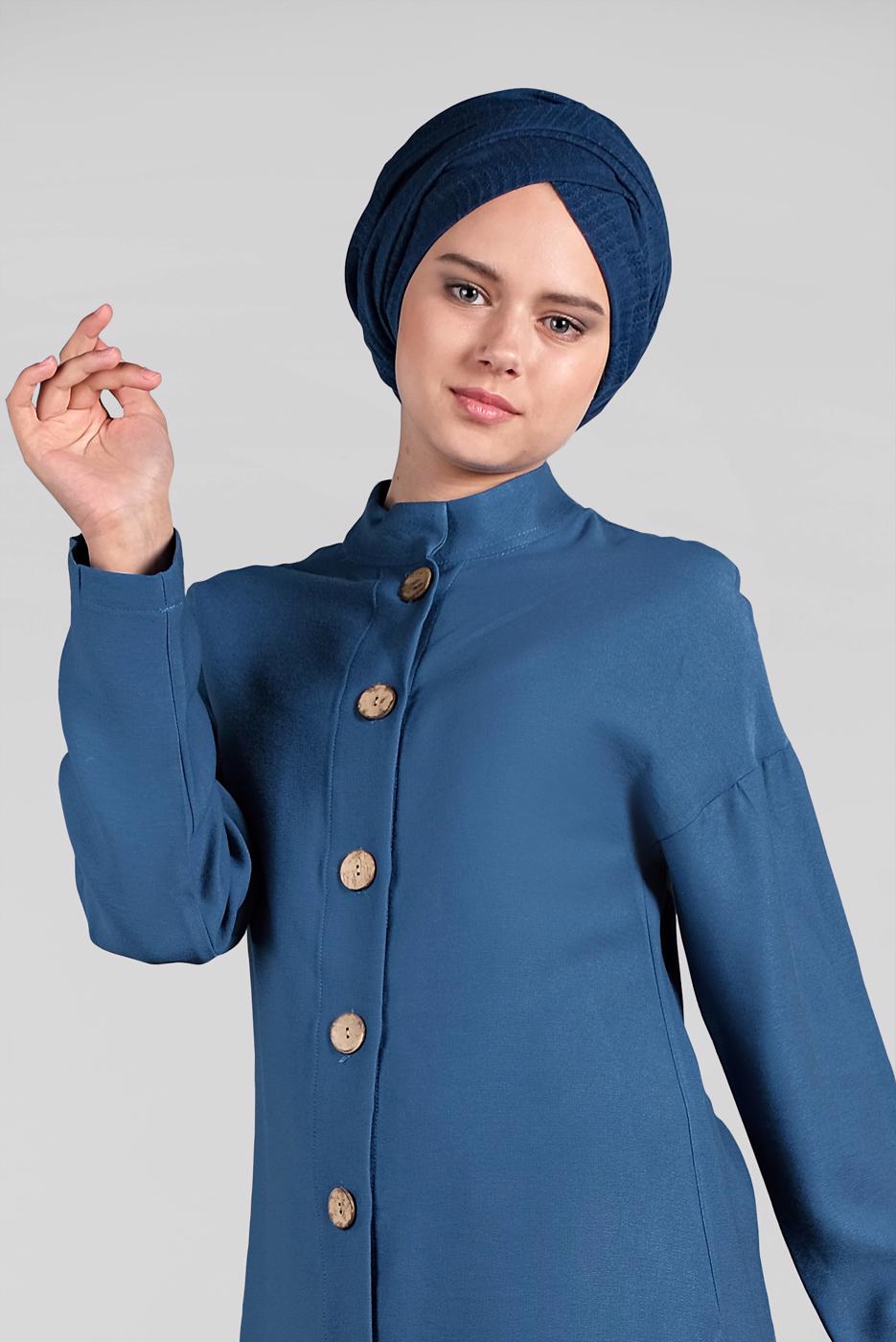Hijab clothing NAVY BLUE MANDARIN COLLAR SHIRT 991 