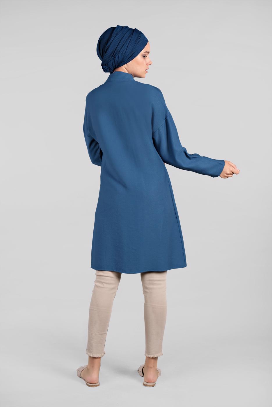 Hijab clothing NAVY BLUE MANDARIN COLLAR SHIRT 991 