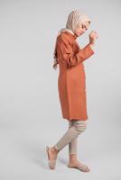 Hijab clothing BROWN MANDARIN COLLAR SHIRT 991 