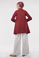 Tesettür giyim KIRMIZI PAMUKLU VOLANLI TUNİK 1003