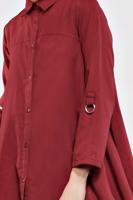 Tesettür giyim KIRMIZI PAMUKLU VOLANLI TUNİK 1003