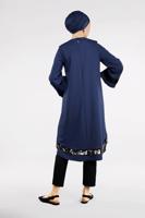 Tesettür giyim LACİVERT ETEK UCU OVAL KESİM PUL PAYETLİ TUNİK 1032
