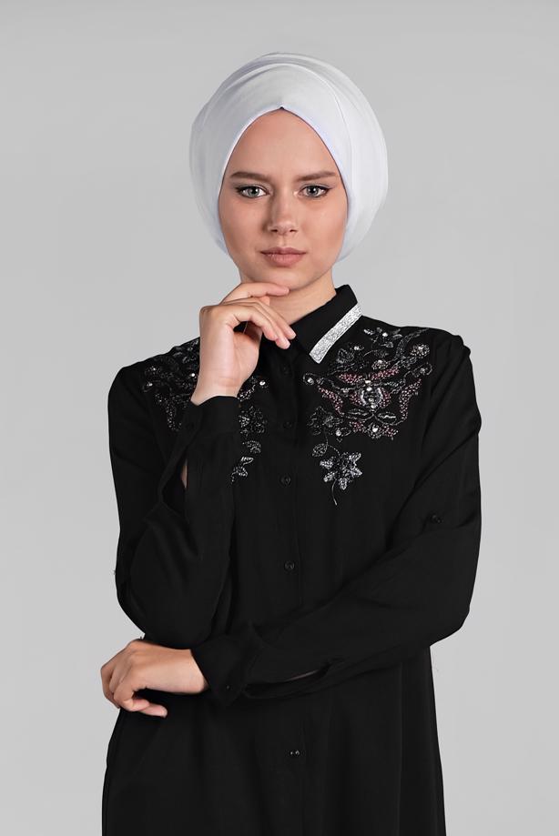 Vêtements hijab  BEADED SPARKLY EMBROIDERED TUNIC  1174  - TRENDTESETTÜR