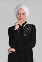 Vêtements hijab NOIR TUNIQUE EN BRILLANTE À VERROTERIES 1174 