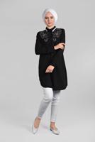 Vêtements hijab NOIR TUNIQUE EN BRILLANTE À VERROTERIES 1174 