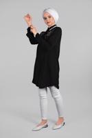 Vêtements hijab NOIR TUNIQUE EN BRILLANTE À VERROTERIES 1174 