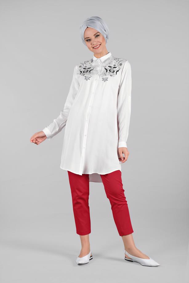 Vêtements hijab  BEADED SPARKLY EMBROIDERED TUNIC  1174  - TRENDTESETTÜR