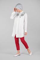 Hijab clothing WHITE BEADED SPARKLY EMBROIDERED TUNIC  1174 