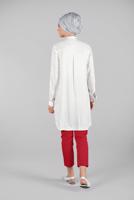 Hijab clothing WHITE BEADED SPARKLY EMBROIDERED TUNIC  1174 
