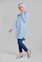 Hijab clothing BLUE BEADED SPARKLY EMBROIDERED TUNIC  1174 