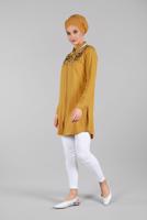 Vêtements hijab ORANGE TUNIQUE EN BRILLANTE À VERROTERIES 1174 