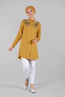 Vêtements hijab ORANGE TUNIQUE EN BRILLANTE À VERROTERIES 1174 