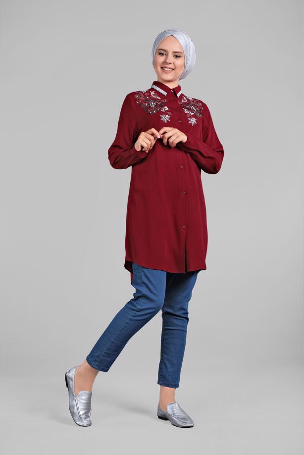 Vêtements hijab  BEADED SPARKLY EMBROIDERED TUNIC  1174  - TRENDTESETTÜR