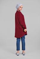 Hijab clothing CLARET RED BEADED SPARKLY EMBROIDERED TUNIC  1174 