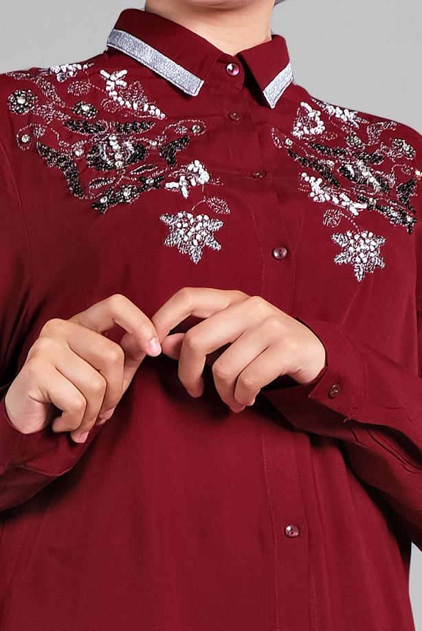 Vêtements hijab  BEADED SPARKLY EMBROIDERED TUNIC  1174  - TRENDTESETTÜR