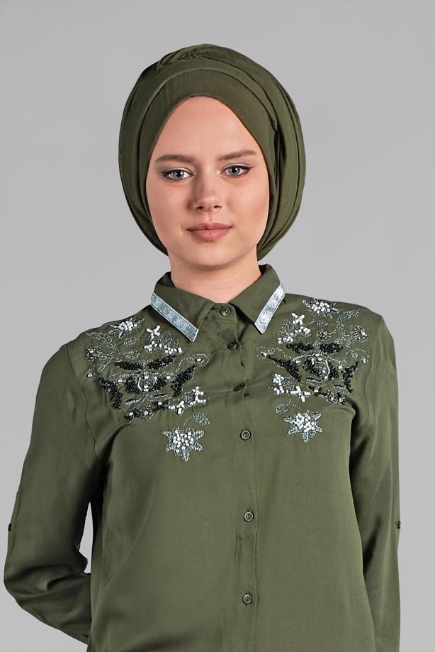Vêtements hijab  BEADED SPARKLY EMBROIDERED TUNIC  1174  - TRENDTESETTÜR