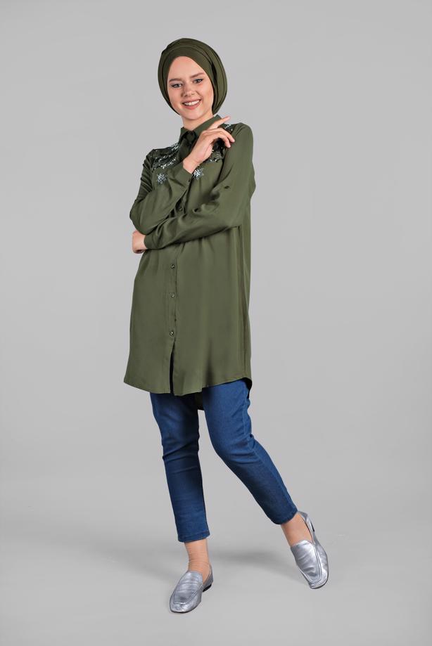 Vêtements hijab  BEADED SPARKLY EMBROIDERED TUNIC  1174  - TRENDTESETTÜR