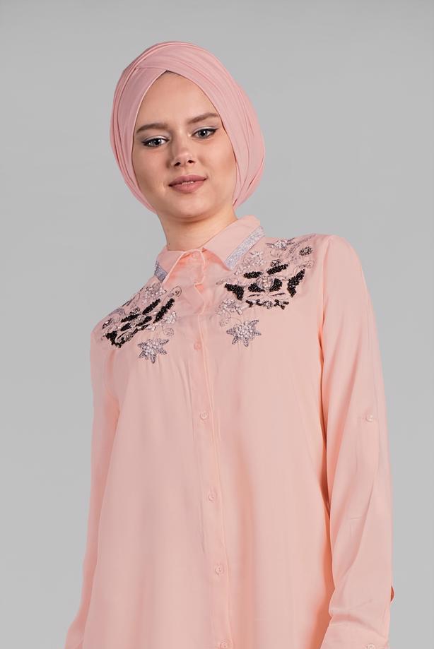 Vêtements hijab  BEADED SPARKLY EMBROIDERED TUNIC  1174  - TRENDTESETTÜR