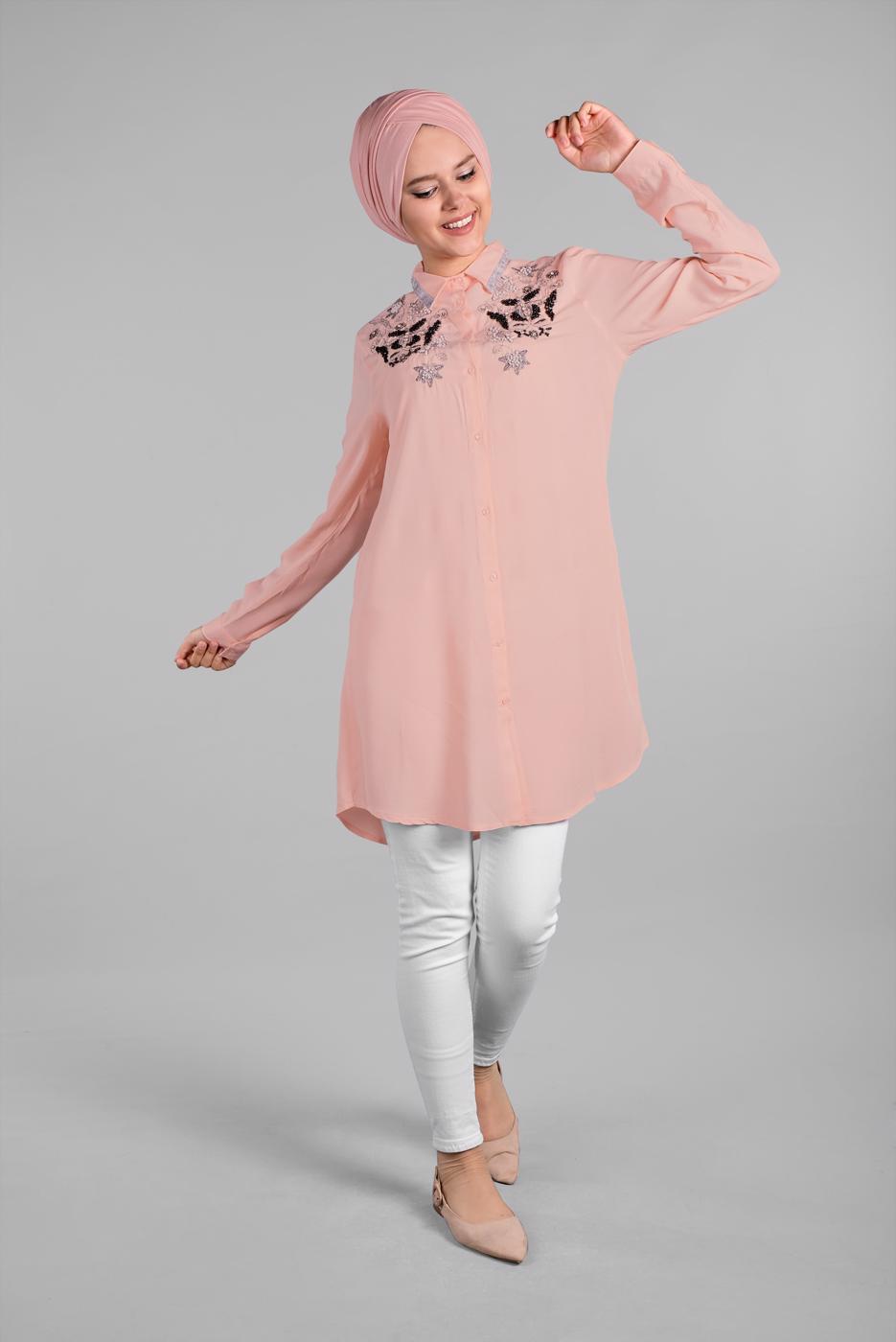 Hijab clothing POWDER BEADED SPARKLY EMBROIDERED TUNIC  1174 