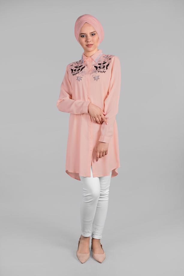 Vêtements hijab  BEADED SPARKLY EMBROIDERED TUNIC  1174  - TRENDTESETTÜR