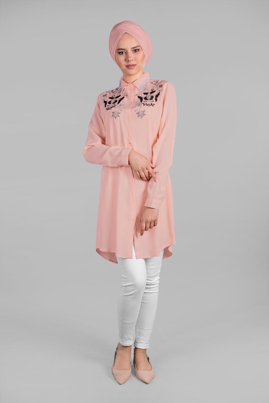 Hijab clothing POWDER BEADED SPARKLY EMBROIDERED TUNIC  1174 