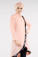 Tesettür giyim PUDRA PUL PAYET ŞERİTLİ ASİMETRİK TUNİK 1223