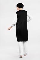 Tesettür giyim SİYAH PUL DETAYLI PİLİSELİ 2&prime;Lİ YELEKLİ TUNİK 1243 