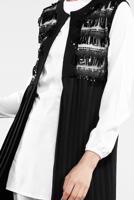 Tesettür giyim SİYAH PUL DETAYLI PİLİSELİ 2&prime;Lİ YELEKLİ TUNİK 1243 