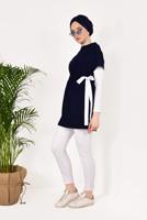 Vêtements hijab BLEU MARINE TUNIQUE TAILLE À SMOCKS 1810 