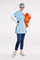 Vêtements hijab BLEU TUNIQUE TAILLE À SMOCKS 1810 