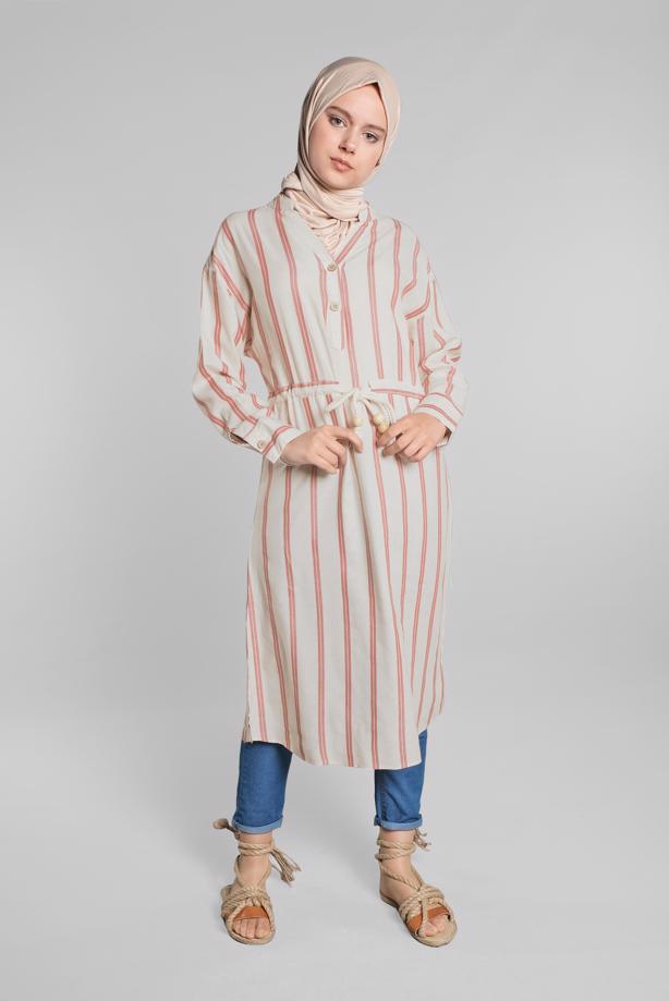 Vêtements hijab  SEQUINNED COTTON SHIRT TUNIC 1814  - TRENDTESETTÜR