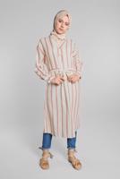 Hijab clothing BEIGE SEQUINNED COTTON SHIRT TUNIC 1814 