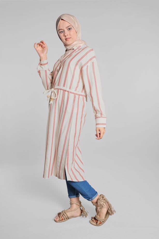 Vêtements hijab  SEQUINNED COTTON SHIRT TUNIC 1814  - TRENDTESETTÜR