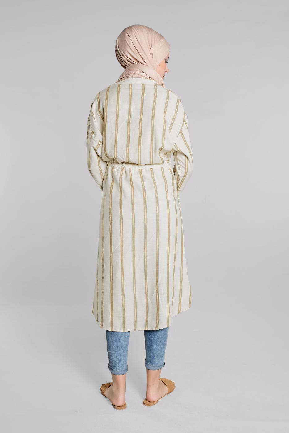 Hijab clothing BEIGE SEQUINNED COTTON SHIRT TUNIC 1814 