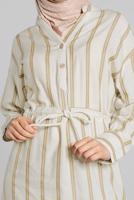 Hijab clothing BEIGE SEQUINNED COTTON SHIRT TUNIC 1814 