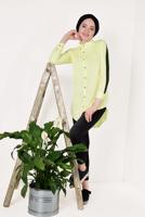 Vêtements hijab JAUNE TUNIQUE CHEMISE RAYÉE 1881