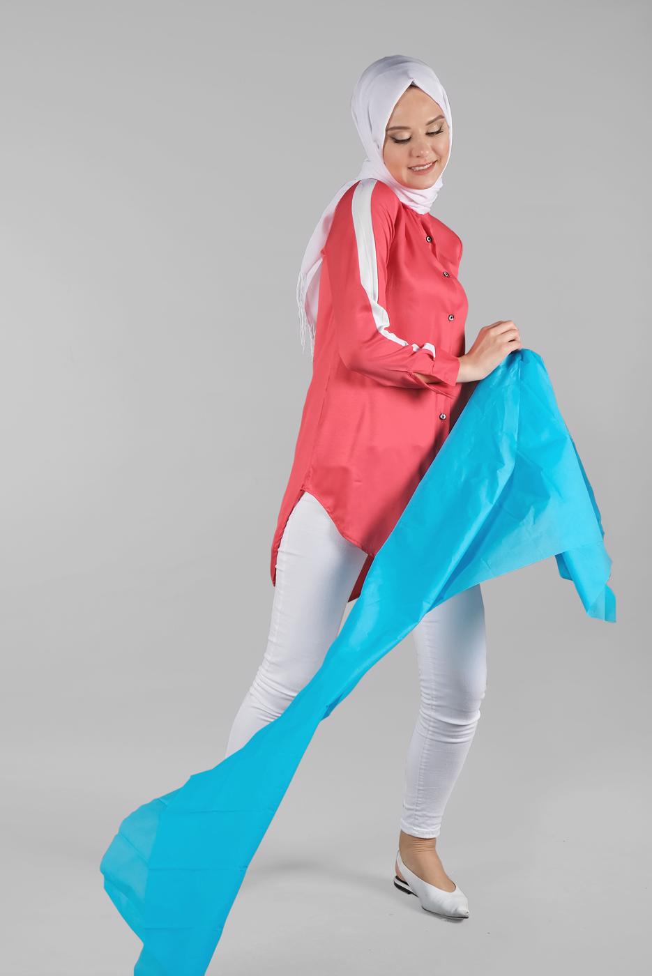 Hijab clothing CORAL STRIPPED SHIRT TUNIC 1881 