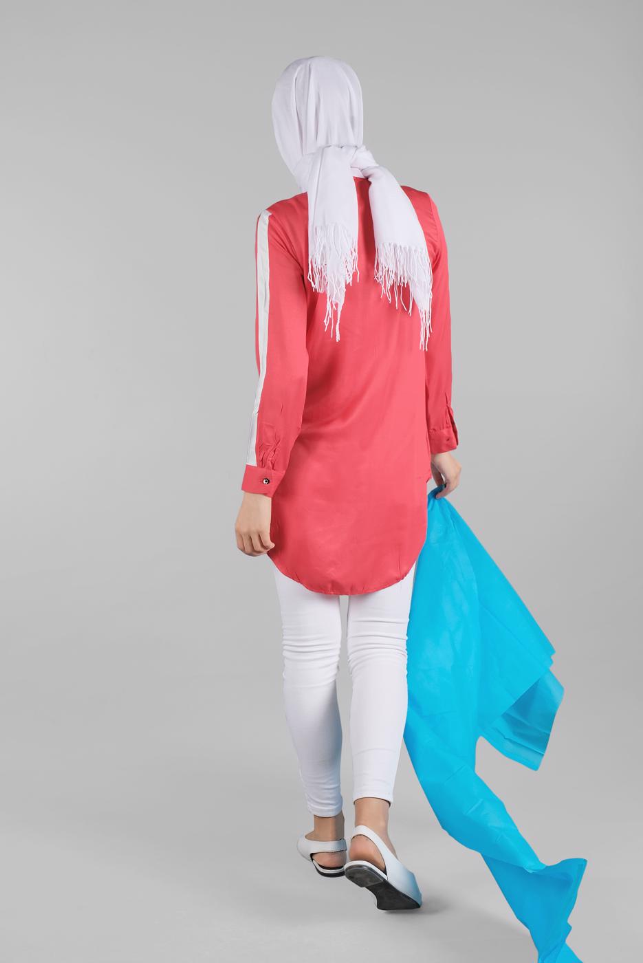 Hijab clothing CORAL STRIPPED SHIRT TUNIC 1881 