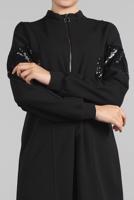 Hijab clothing BLACK ZIPPED SEQUINNED TUNIC 1912