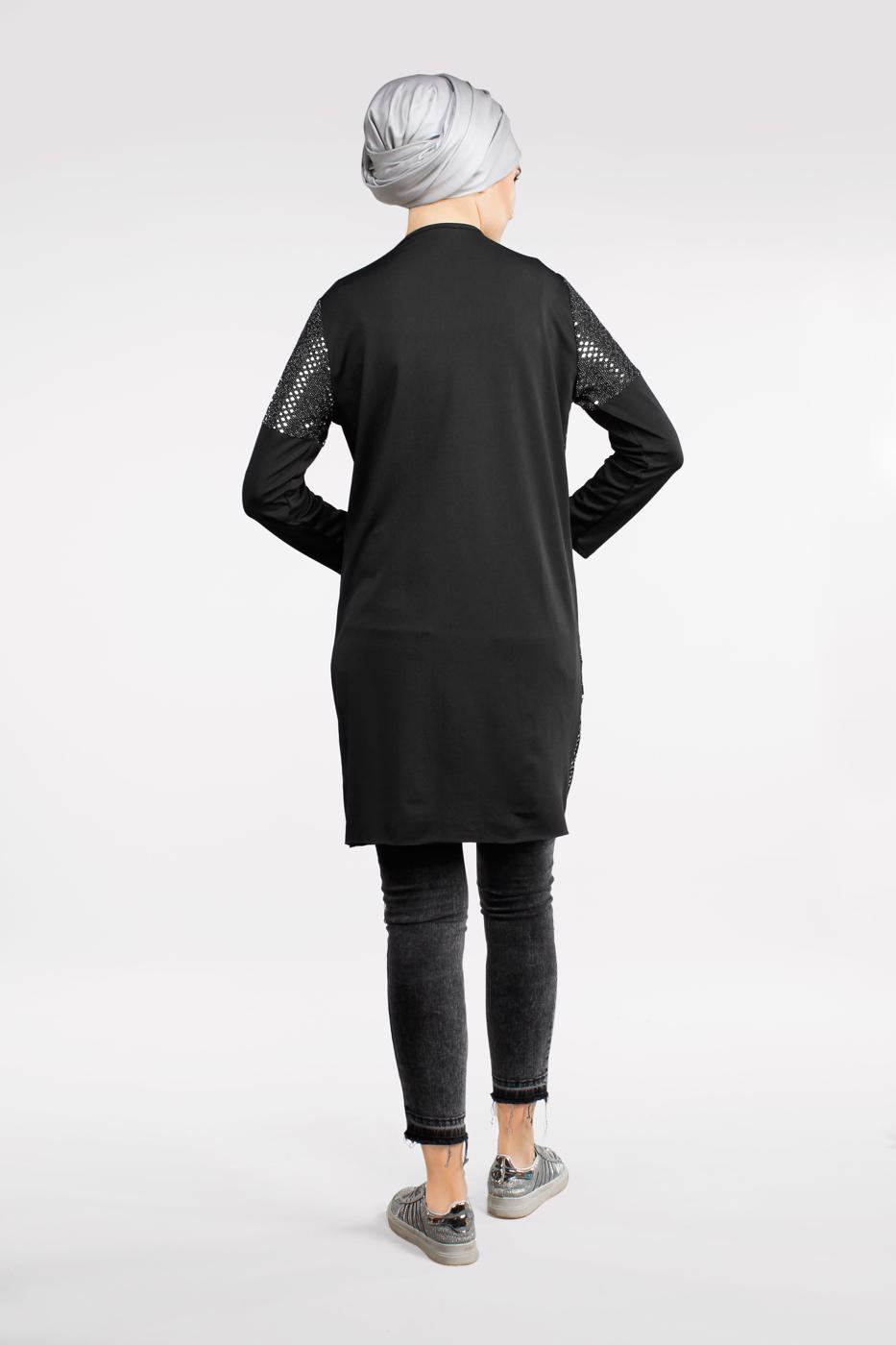 Tesettür giyim SİYAH PULLU TUNİK 2062