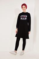 Tesettür giyim SİYAH BASKILI SPOR TUNİK 2157