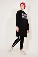 Tesettür giyim SİYAH BASKILI SPOR TUNİK 2157