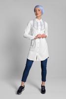 Vêtements hijab BLANC TUNIQUE EN COTON BRODÉE 2174 