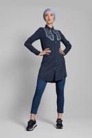 Vêtements hijab BLEU MARINE TUNIQUE EN COTON BRODÉE 2174 