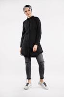 Tesettür giyim SİYAH ETEK UCU PÜSKÜLLÜ TUNİK 2243