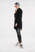 Tesettür giyim SİYAH ETEK UCU PÜSKÜLLÜ TUNİK 2243