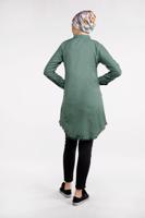 Tesettür giyim YEŞİL ETEK UCU PÜSKÜLLÜ TUNİK 2243